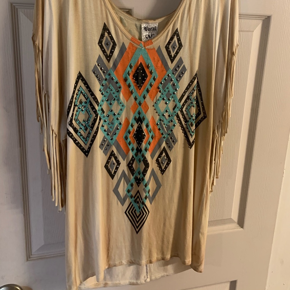 Aztec shirt with fringe